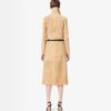 Double Breasted Suede Trench Coat With Self Belt