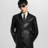 Single-Breasted Leather Jacket reference view 2