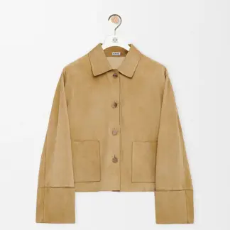 Suede Lambskin Turn-Up Coat reference view 1