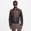 Embellished Leather Trucker Jacket