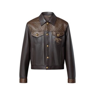 Embellished Leather Trucker Jacket