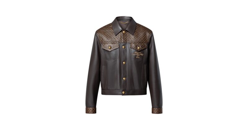 Embellished Leather Trucker Jacket