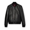 Embossed GG leather bomber jacket in black
