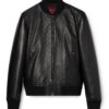 Embossed Gg Leather Bomber Jacket