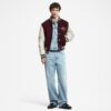 Embroidered Calfskin Varsity Jacket