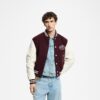Embroidered Calfskin Varsity Jacket