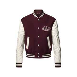 Embroidered Calfskin Varsity Jacket