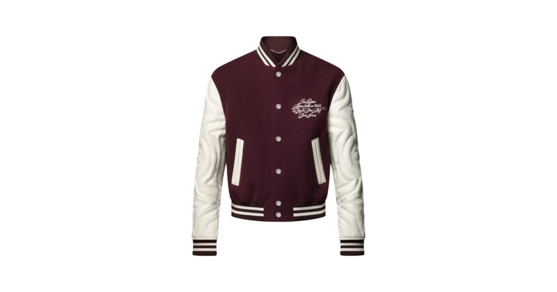 Embroidered Calfskin Varsity Jacket