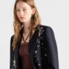 Embroidered Double Breasted Rush Stitch Wool Coat