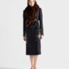 Embroidered Double Breasted Rush Stitch Wool Coat