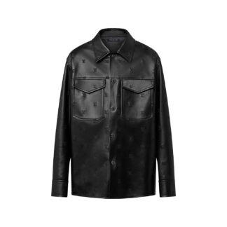 Embroidered Leather Signature Overshirt