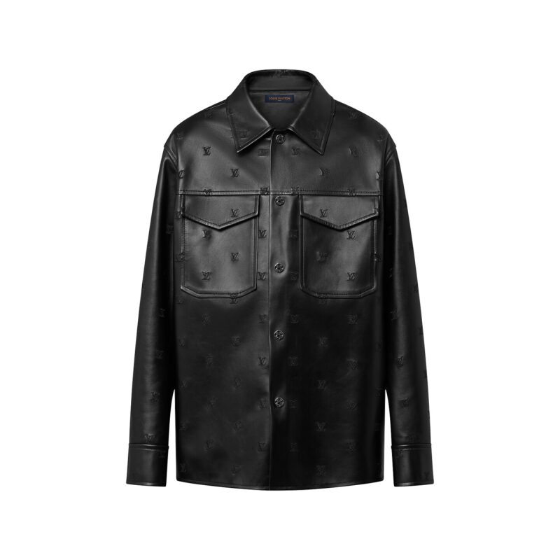 Embroidered Leather Signature Overshirt