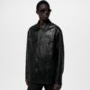 Embroidered Leather Signature Overshirt