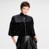 Fur Mix Leather Cropped Cape