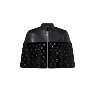Fur Mix Leather Cropped Cape