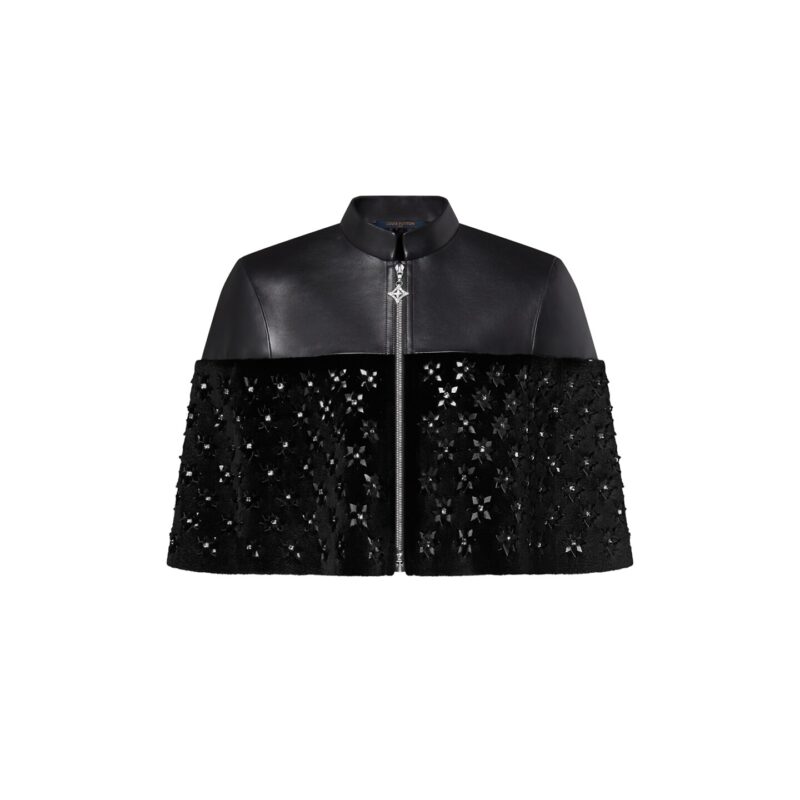 Fur Mix Leather Cropped Cape