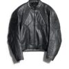 Grainy Laminated Bull Leather Jacket
