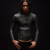 Grainy Leather Zip Jacket