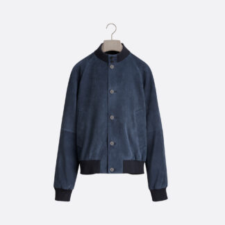 Harrington Jacket Navy Blue Lambskin