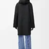 Hooded coat in wool Black