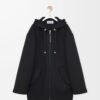 Hooded coat in wool Black