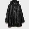Hooded Nappa Leather And Fabric Caban Jacket