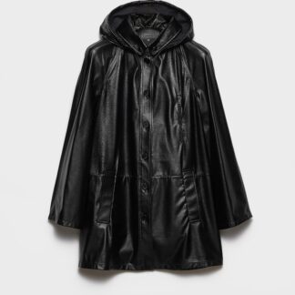 Hooded Nappa Leather And Fabric Caban Jacket