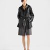 Hooded Nappa Leather And Fabric Caban Jacket