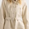 Hooded Nappa Leather And Fabric Coat