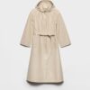 Hooded Nappa Leather And Fabric Coat