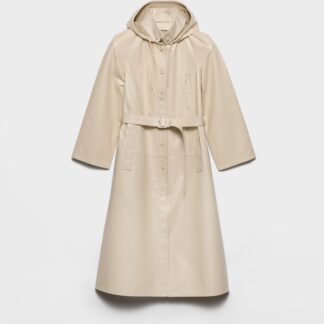 Hooded Nappa Leather And Fabric Coat