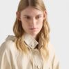 Hooded Nappa Leather And Fabric Coat