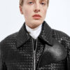 Intrecciato Leather Blouson Double Black