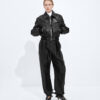 Intrecciato Leather Blouson Double Black