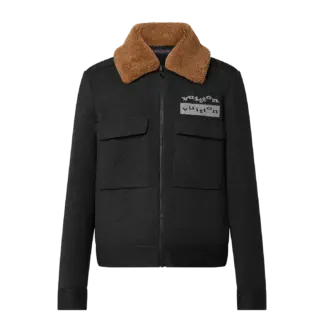 Knit Blouson With Shearling Collar Men
