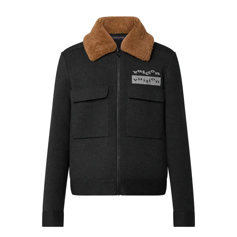 Knit Blouson With Shearling Collar Men