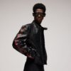 Leather Biker Jacket With Web Detail