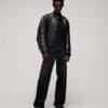 Leather Biker Jacket With Web Detail