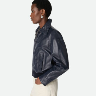 Leather Blouson Navy