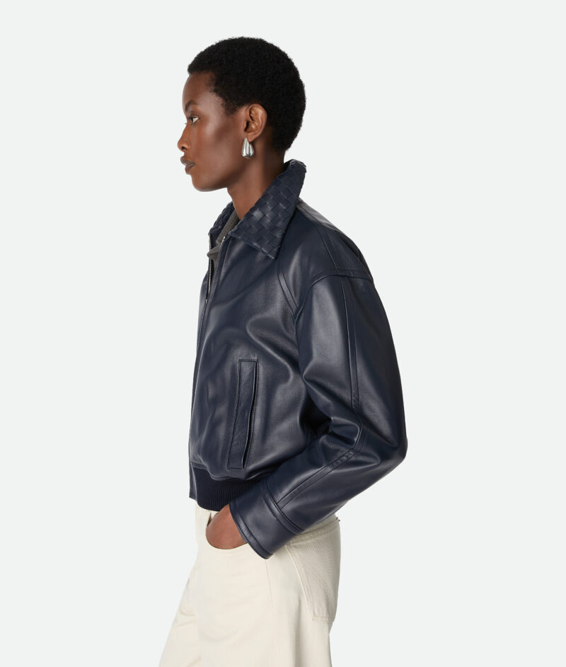 Leather Blouson Navy