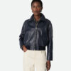 Leather Blouson Navy