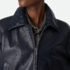 Leather Blouson Navy