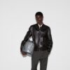 Leather Bomber Jacket With Web
