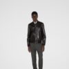 Leather Bomber Jacket With Web