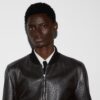 Leather Bomber Jacket With Web