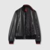 Leather Bomber Jacket With Web