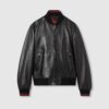 Leather Bomber Jacket With Web