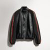 Leather Bomber Jacket With Web