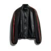 Leather Bomber Jacket With Web