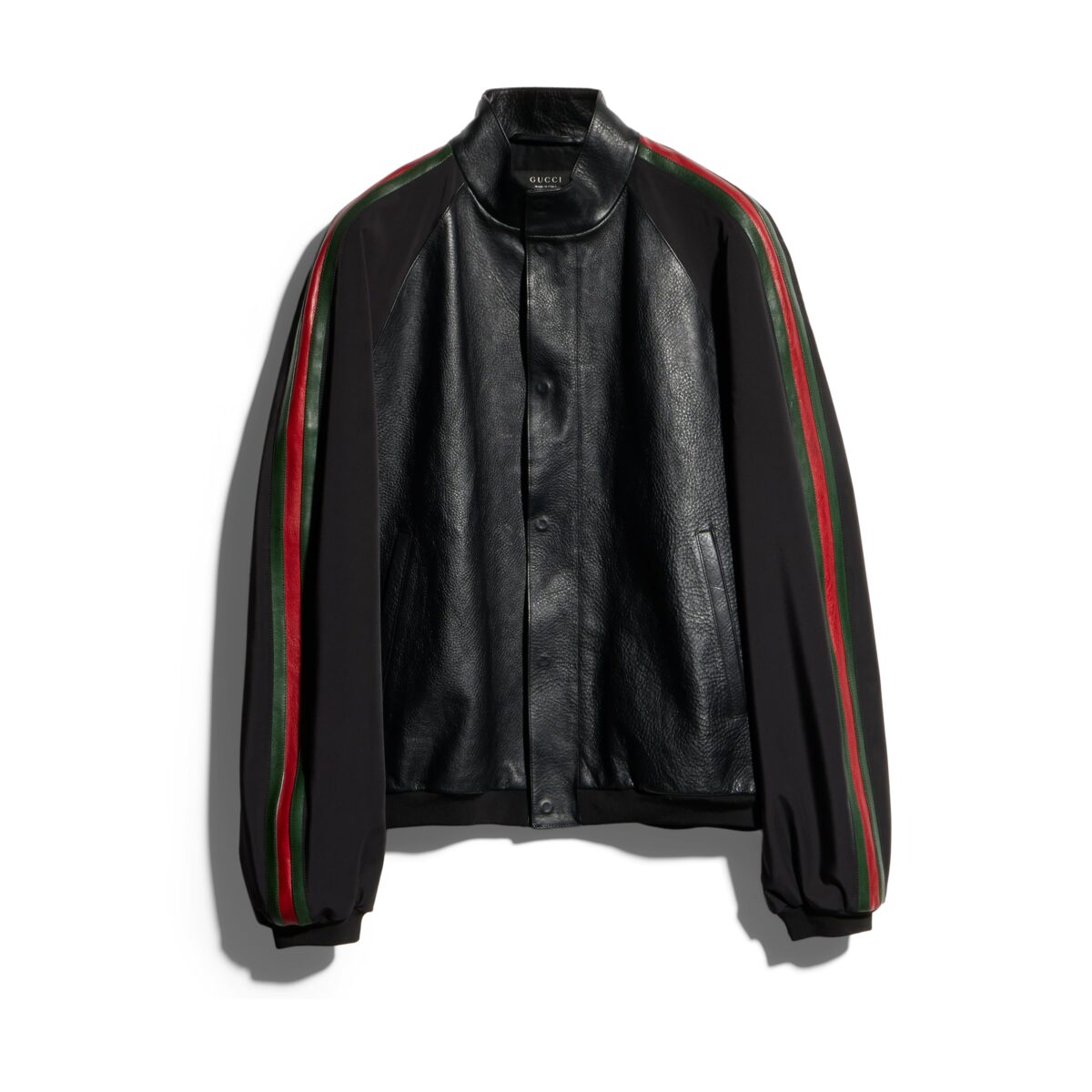 Leather Bomber Jacket With Web